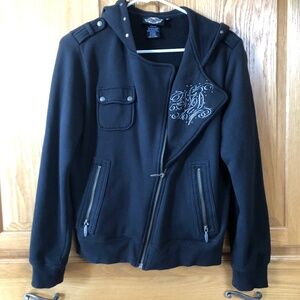 Women’s Harley Davidson embroidered, studded hood, zip fleece jaxker